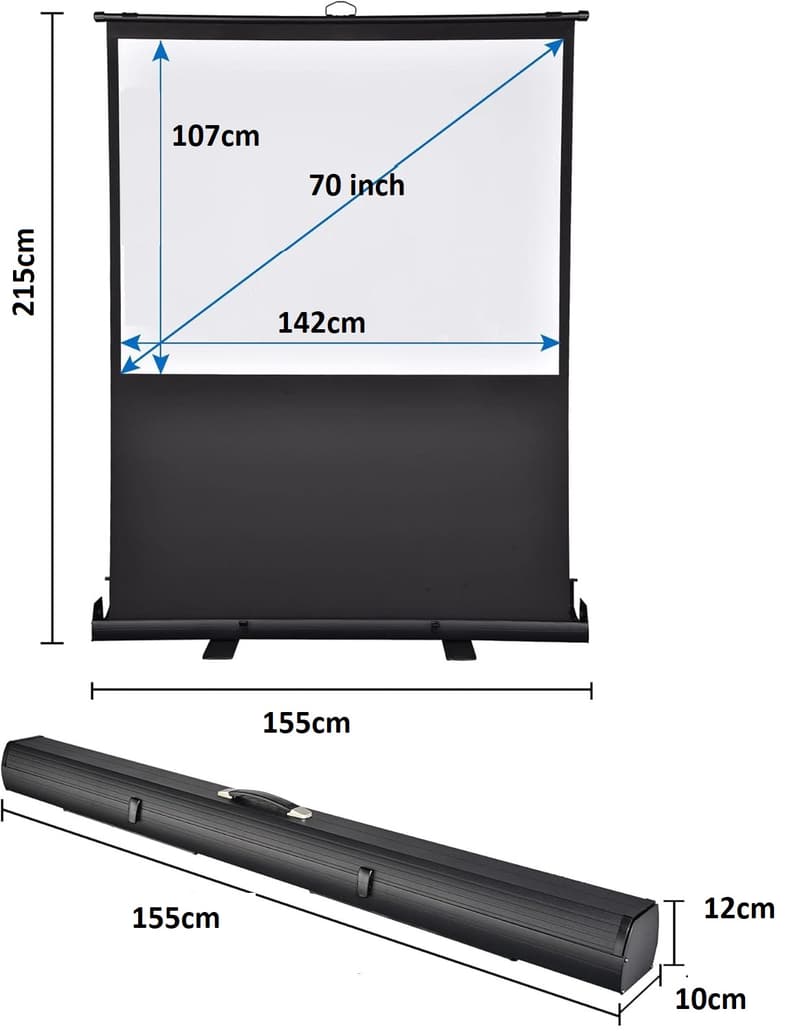 Peak 142x107cm Taşınabilir Portatif Pull Up Floor Projeksiyon Perdesi F70 görsel 5